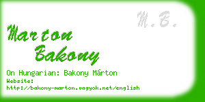marton bakony business card